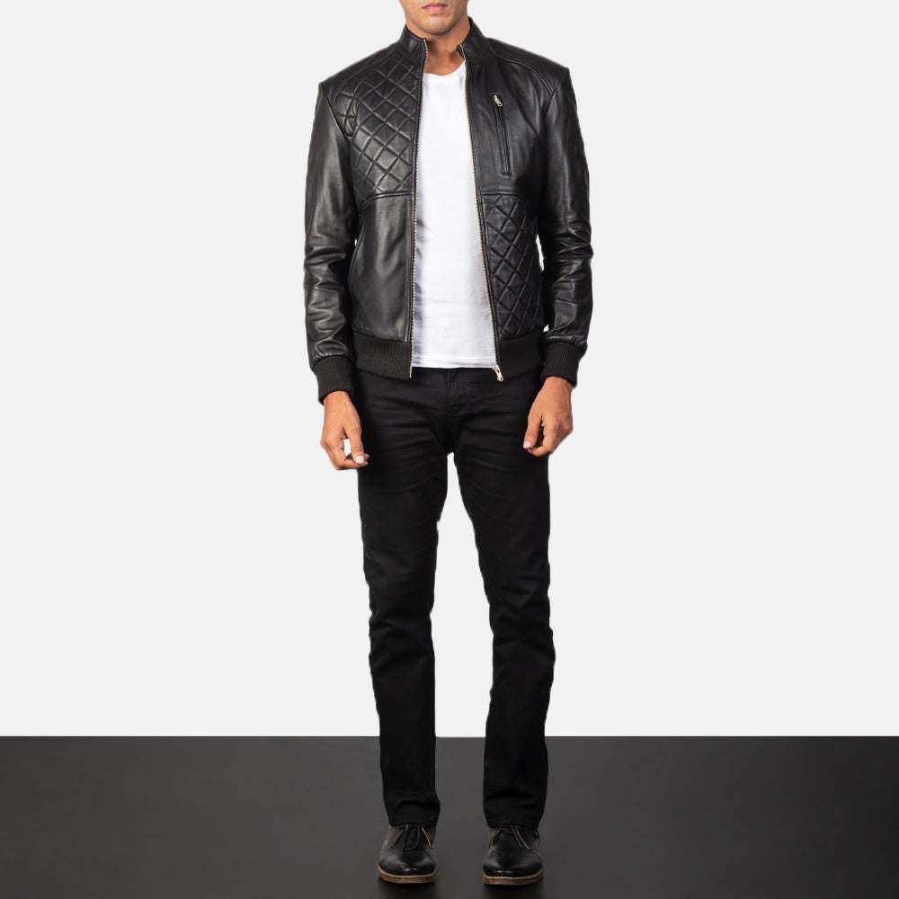 Men's Classic Workwear Bomber Leather Jacket