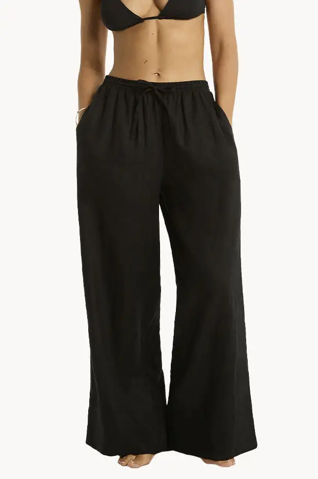 Linen Blend Palazzo Pants