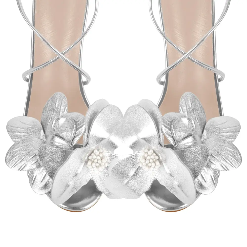 Round Toe Flower Cross Lace Up Sandals