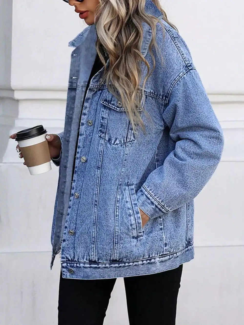 Washed Button Up Oversized Jacket