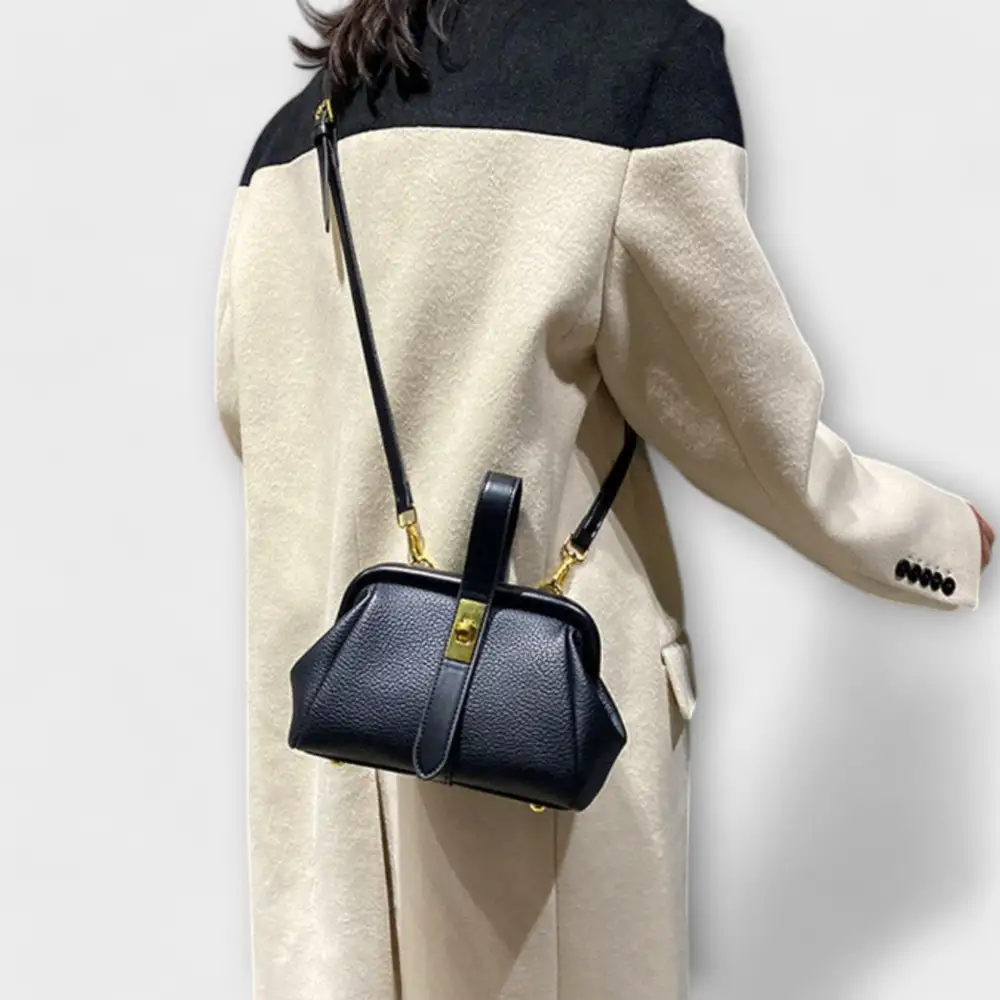 Structured Open Top Leather Handbag