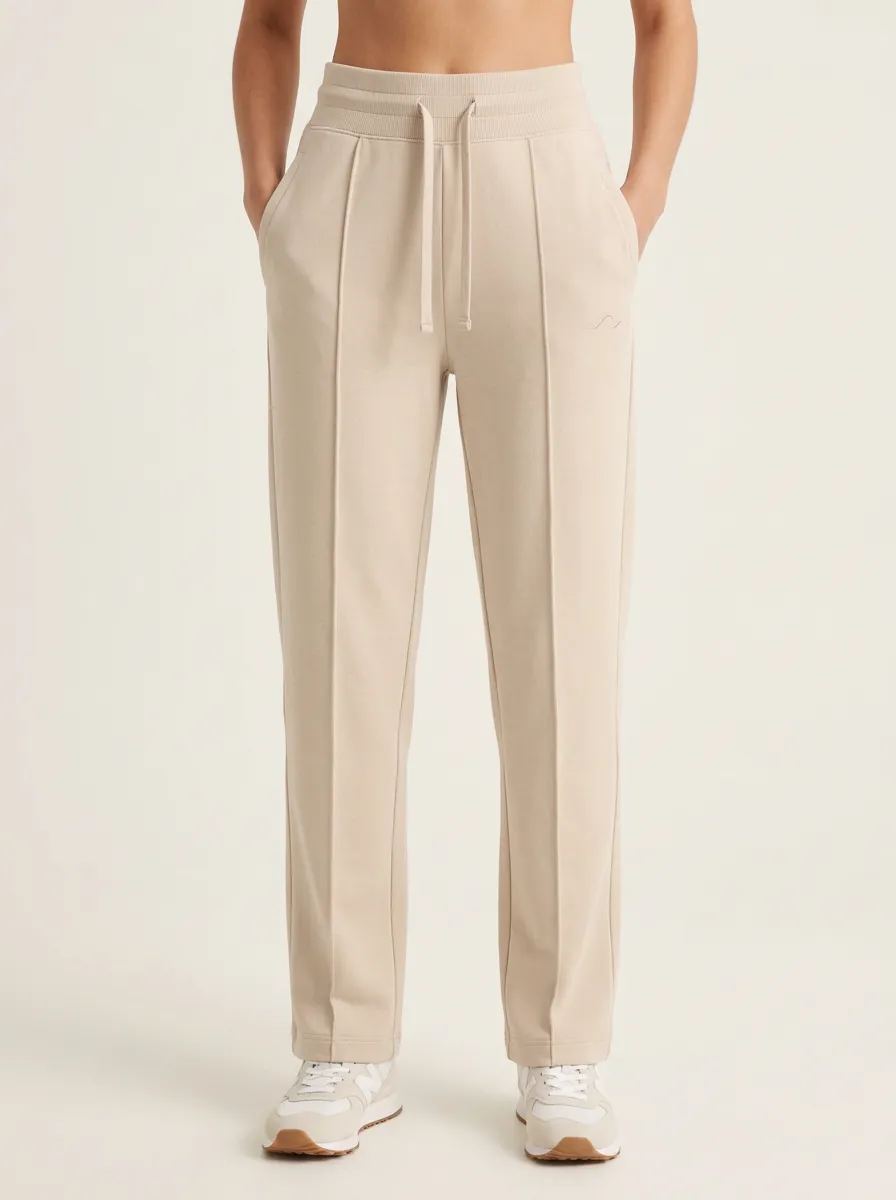 Women's Minimalist Beige Solid Color Drawstring Jogger Pants