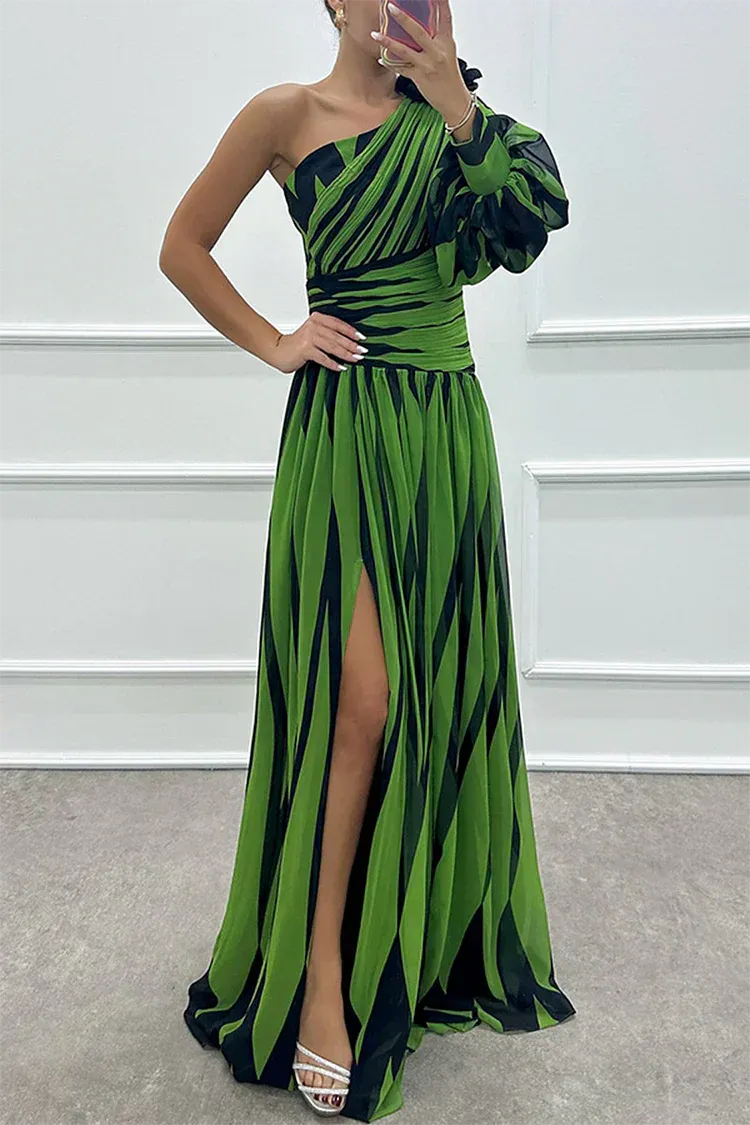 One-Shoulder Woven Maxi Dress