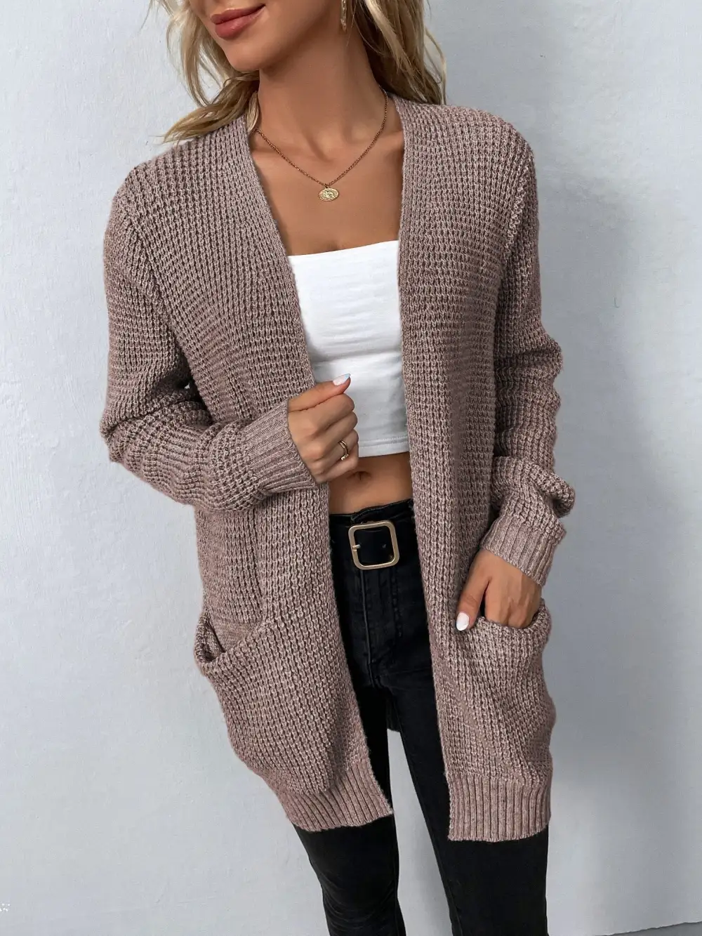 Relaxed Fit Open Front Cardigan