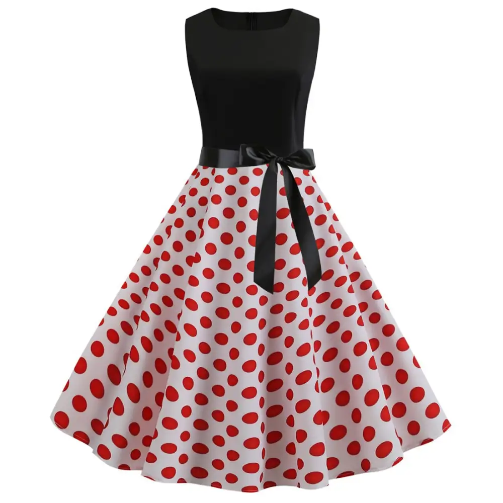 Women's Bodycon Sleeveless Polka-Dot Vintage-Inspired Dress