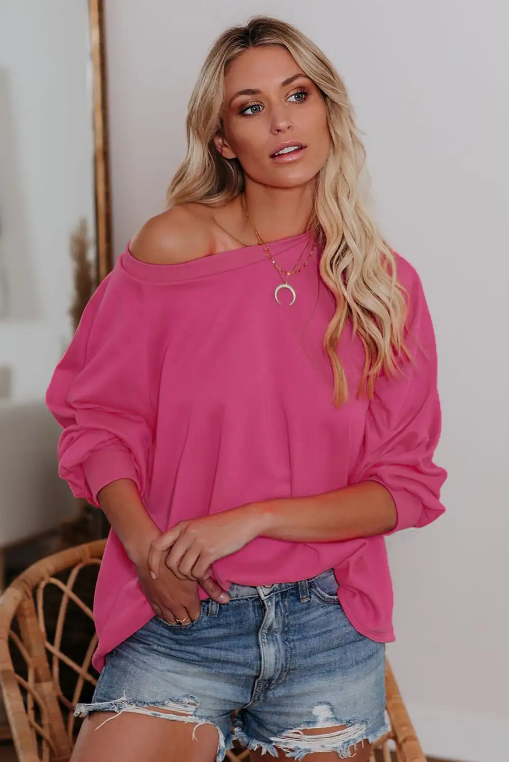 Plain Relaxed Fit Crew Neck Sweatshirt