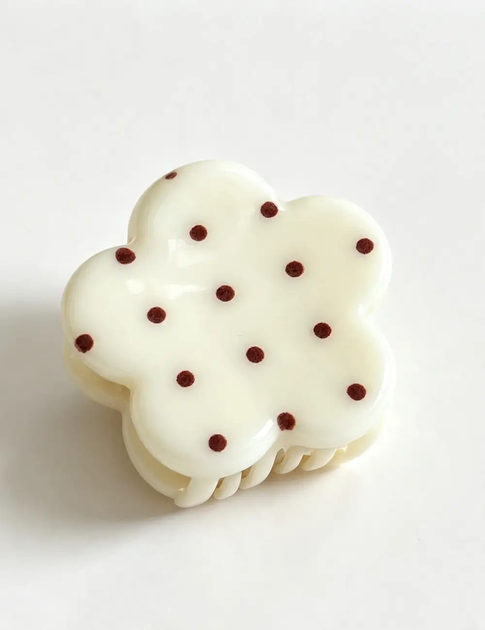 Flower Shape Polka Dot Print Mini Hair Claw Clip