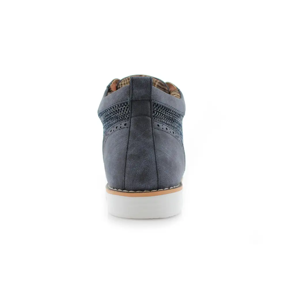 Faux-Suede Suede Faux-Leather Brogue Boots
