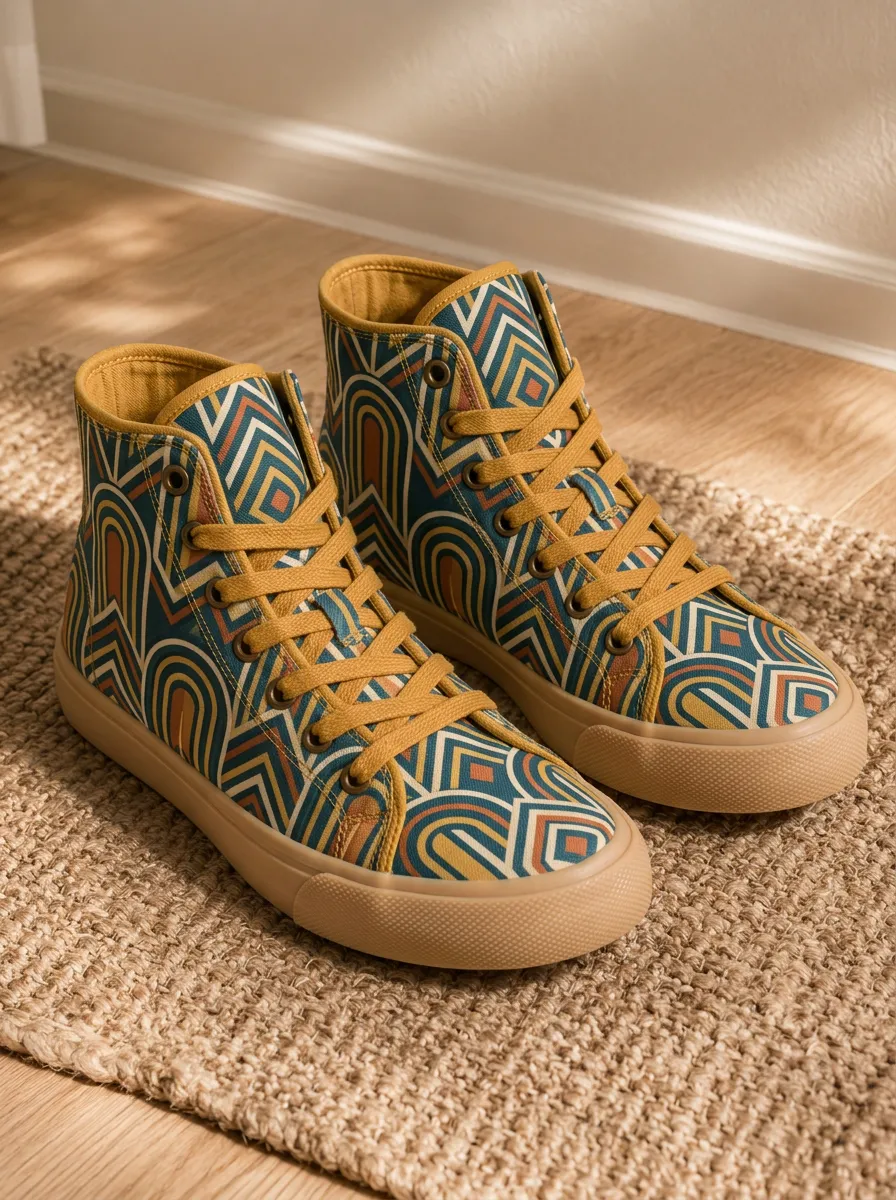 Women's Boho Geometric Rainbow Printed Canvas Shoes