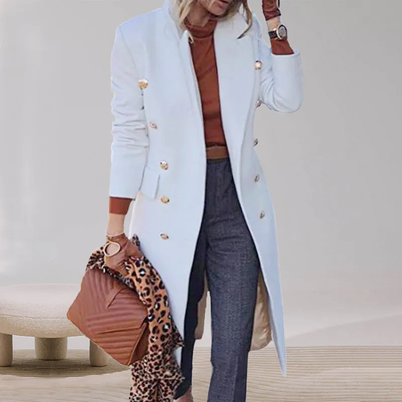 Mid-Length Casual Woolen Coat