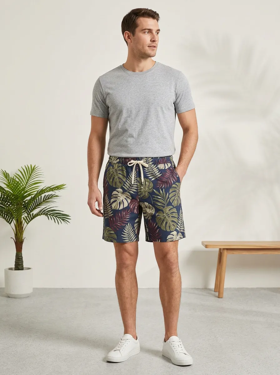 Men's Monstera Printed Shorts