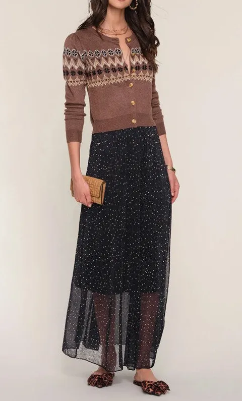 Brown Fair Isle Knit Cardigan