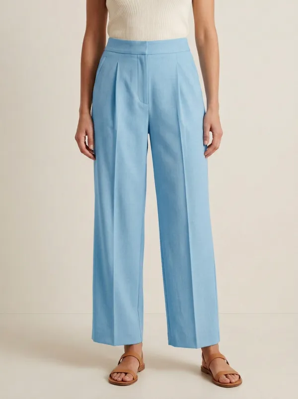 Minimalist Pleated High Rise Wide Leg Trousers