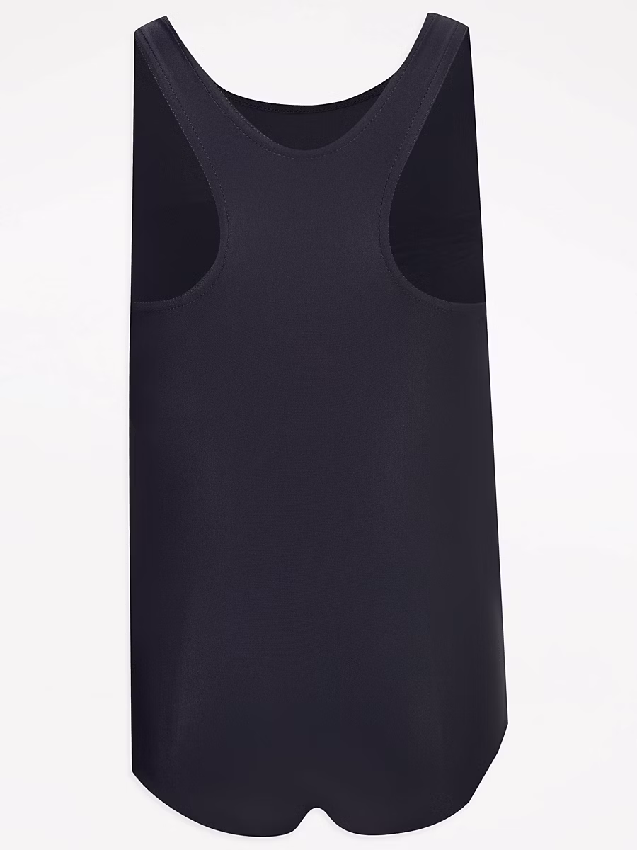 Navy Printed Girls School Swimsuit detail 1