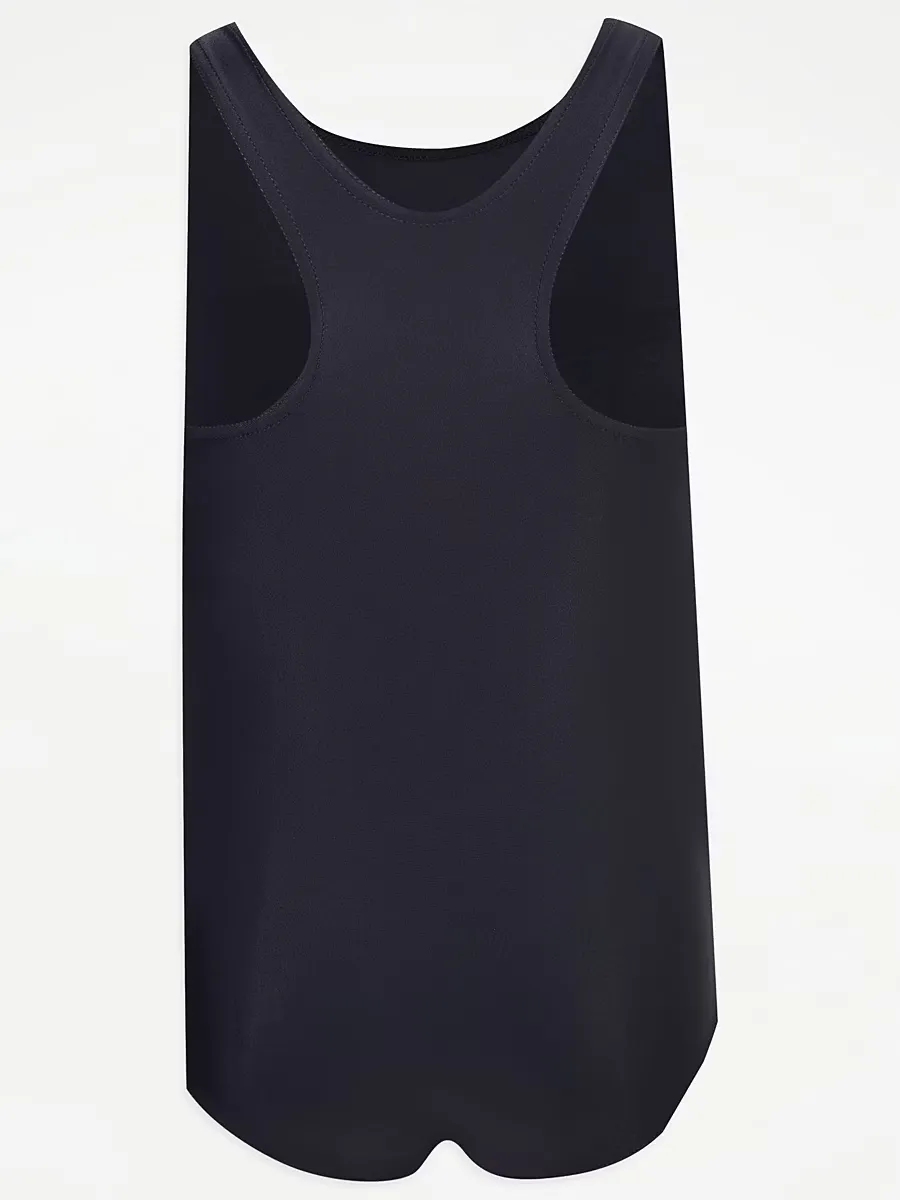 Navy Printed Girls School Swimsuit