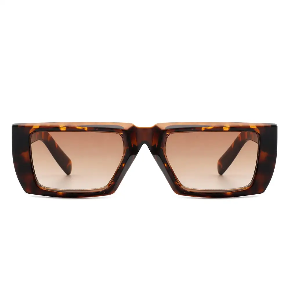 Rectangle Retro Flat-Top Tinted Square Sunglasses