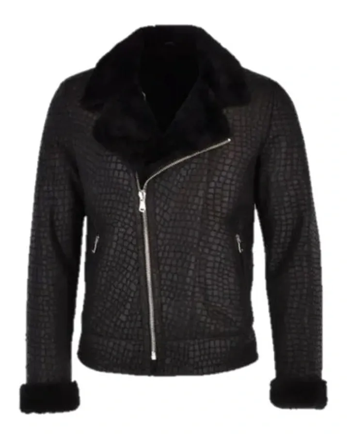 Aviator Biker Shearling Fur Collar Jacket