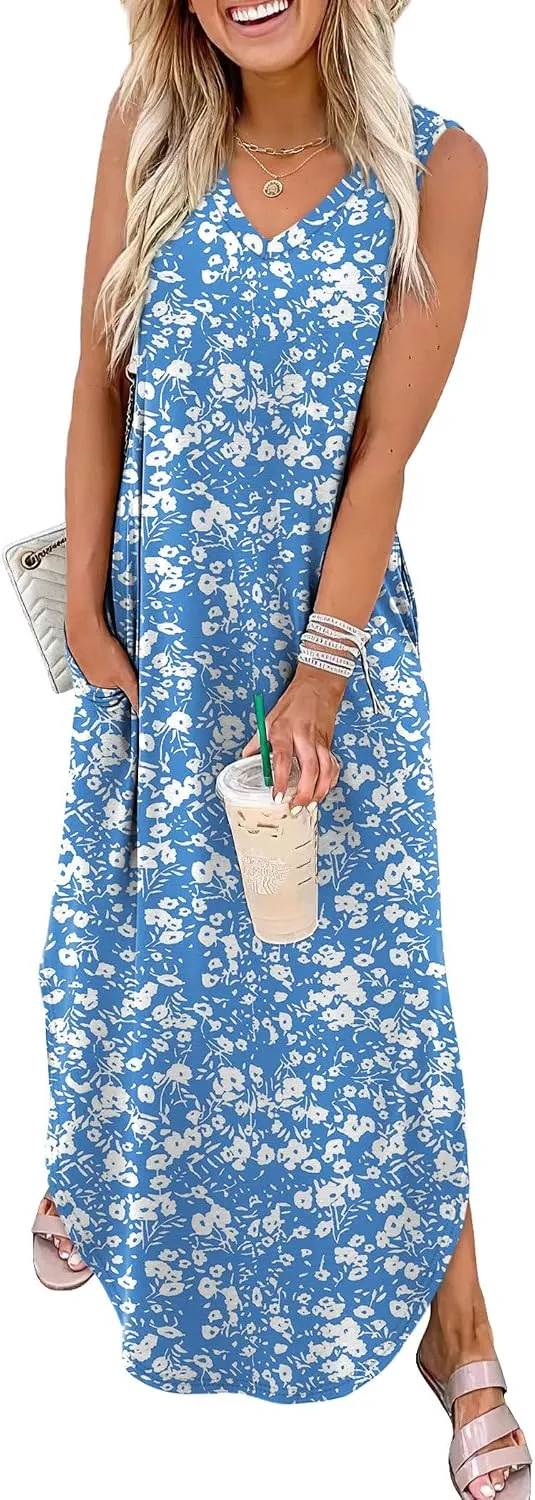 Sampeel Summer Dresses Maxi Dress Vacation Beach Sundresses 2025 with Pockets