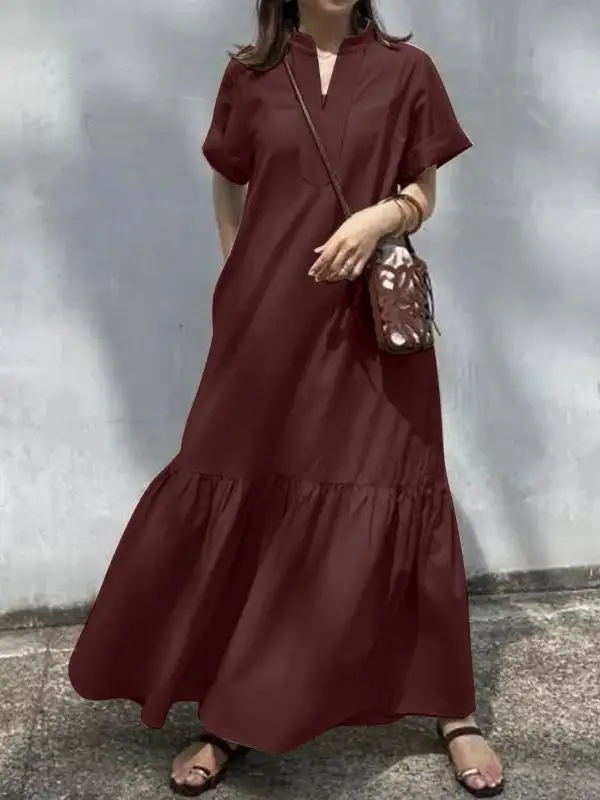 Loose Split Neck Maxi Dress
