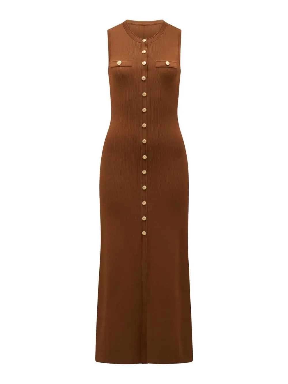 Khaki Button-Through Knit Dress