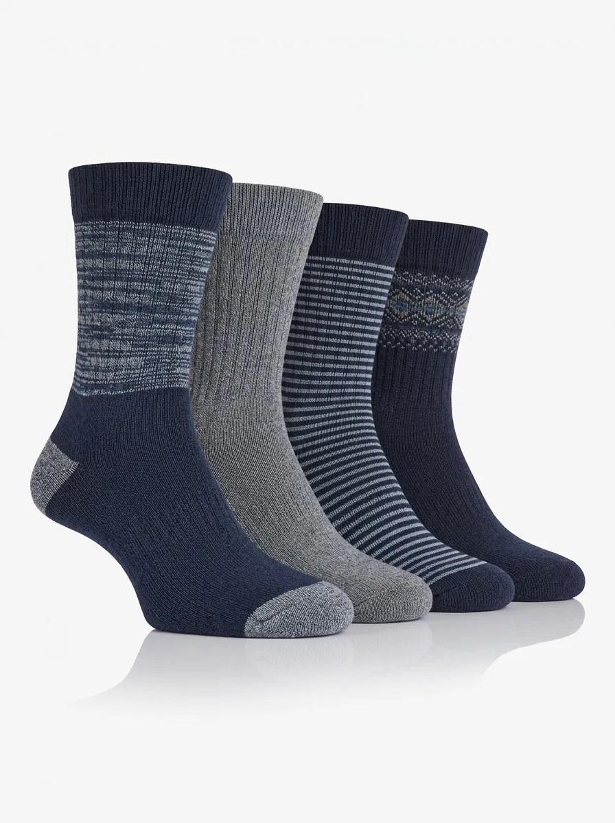 Modern Striped Printed Finish Men's Four Pair Socks