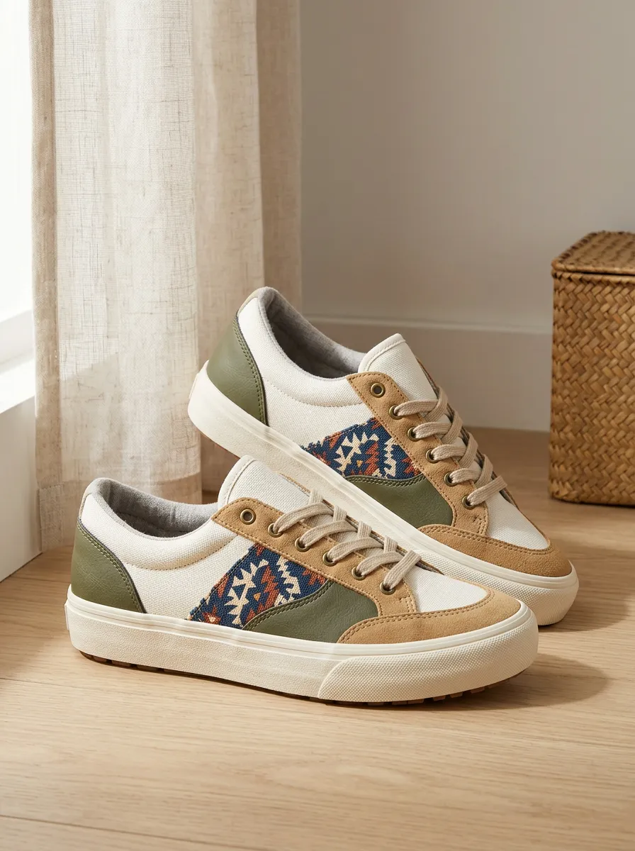 Women's Boho Geometric Pattern Contemporary Skate Shoes