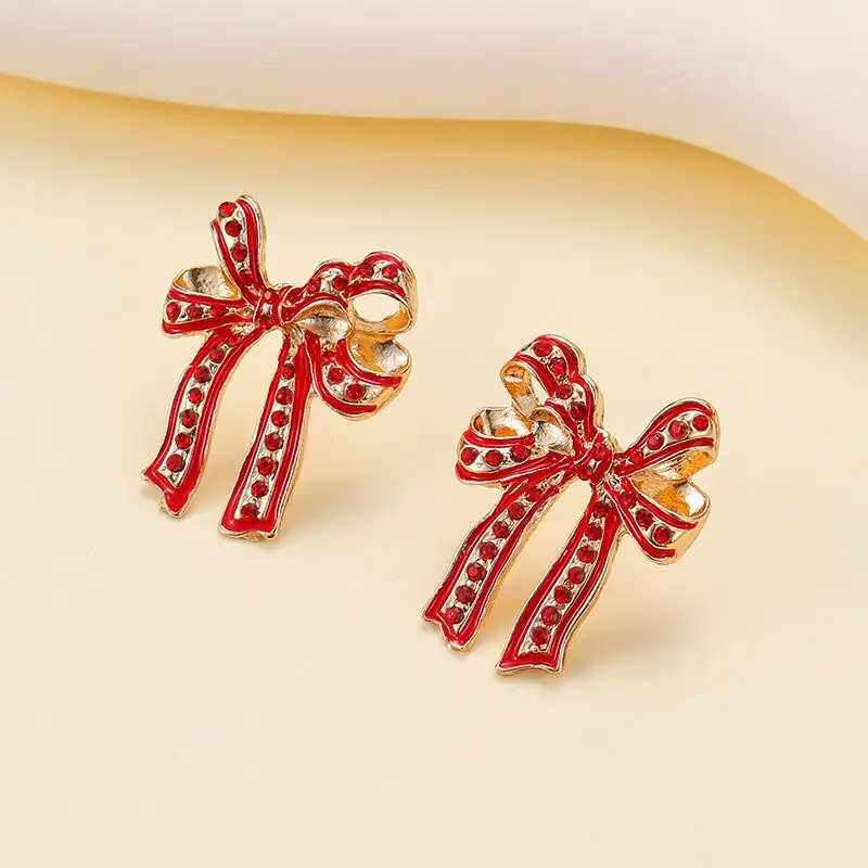 Charming Rhinestone Bow arrings