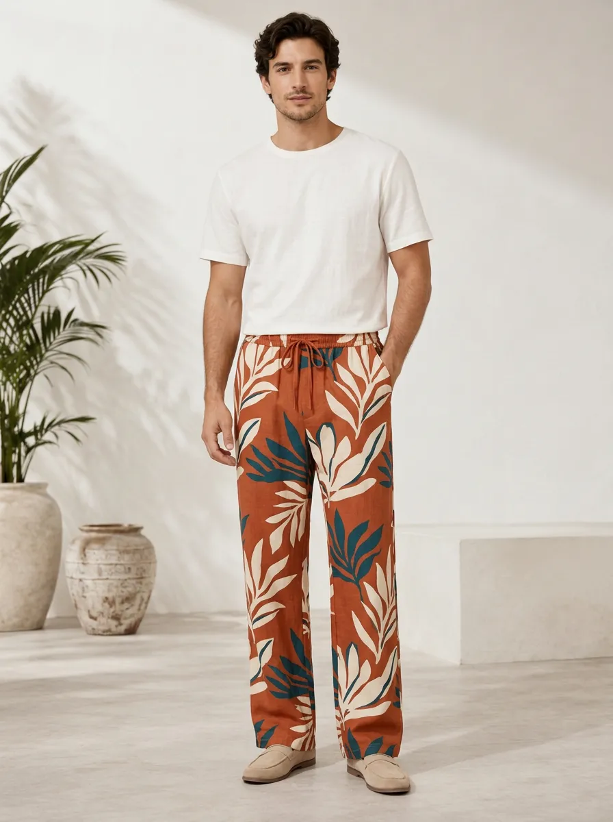 Men's Botanical Resort Inspired Printed Pants