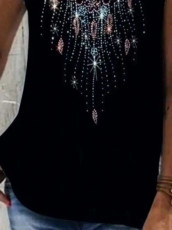 Women Sleeveless V-neck Graphic Printed Top
