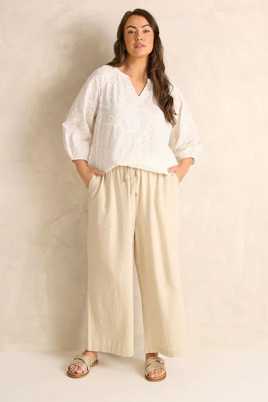 Ivory White Floral Embroidered Cotton Blouse detail 2