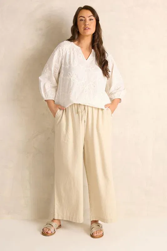Ivory White Floral Embroidered Cotton Blouse