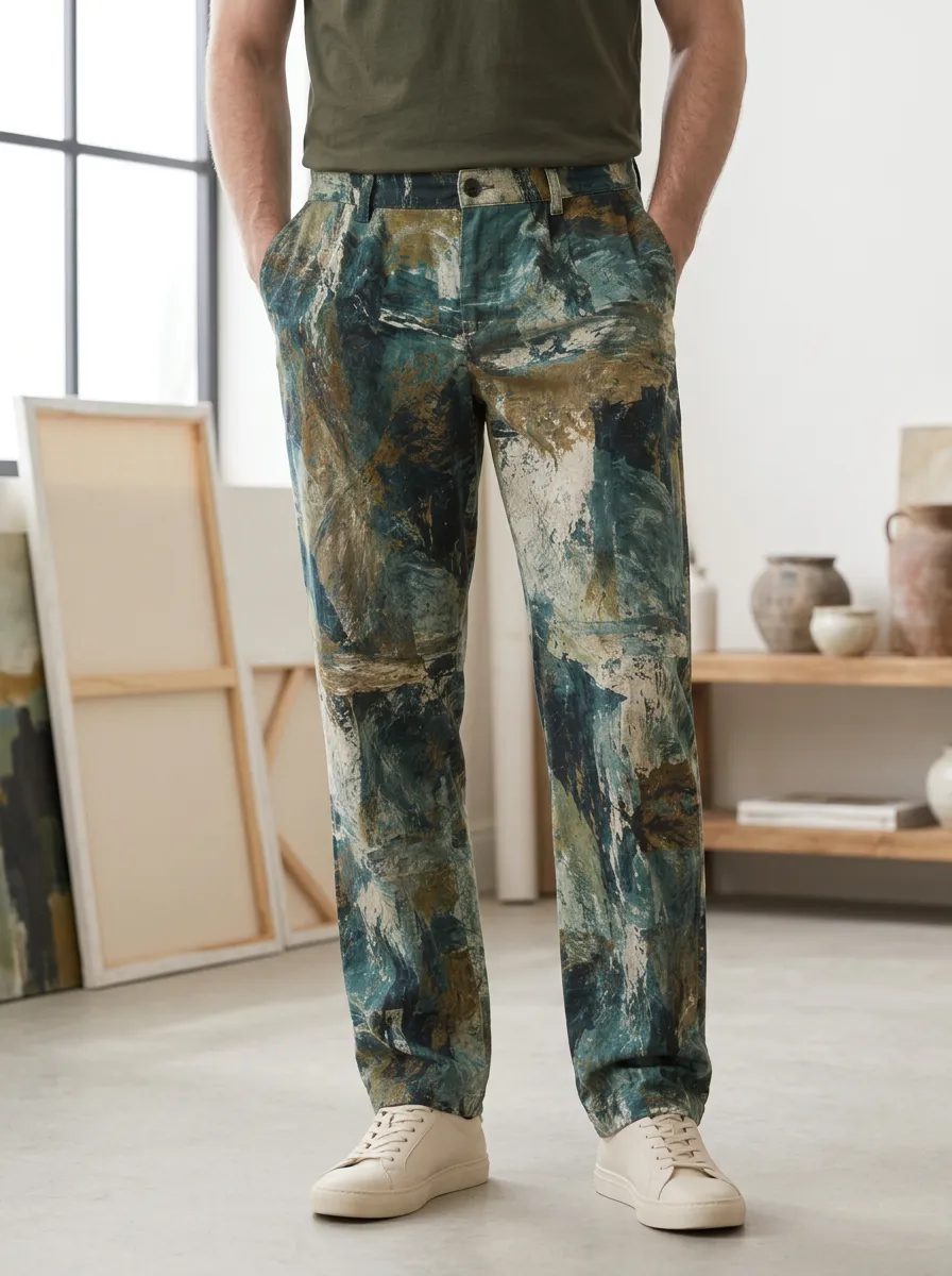 Men's Abstract Oil Painting Art Printed Trousers