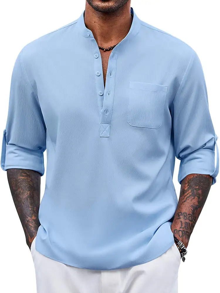 Casual Summer Vacation Henley Shirt