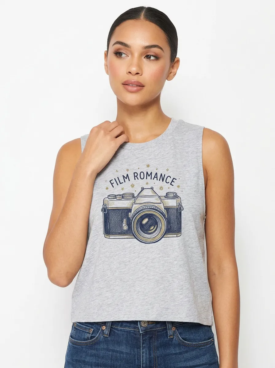 Women's Photography-Inspired Film Romance Camera Printed Tank Top