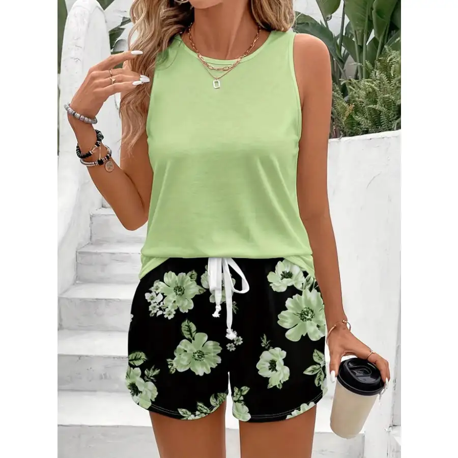 Relaxed Round Neck Tank and Shorts Set