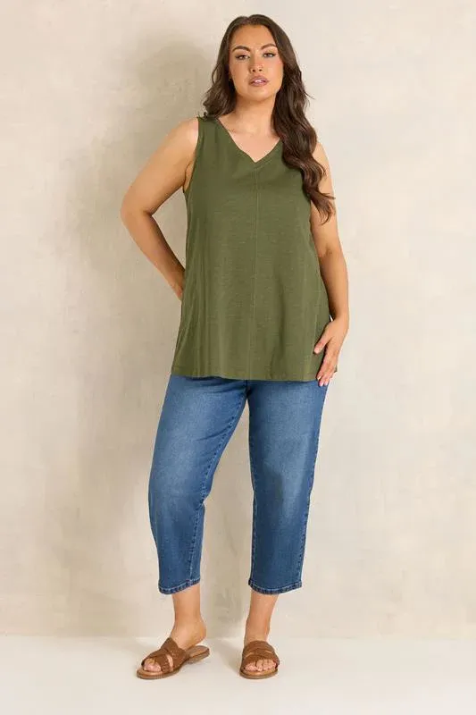 Khaki Green Premium Cotton Vest Top