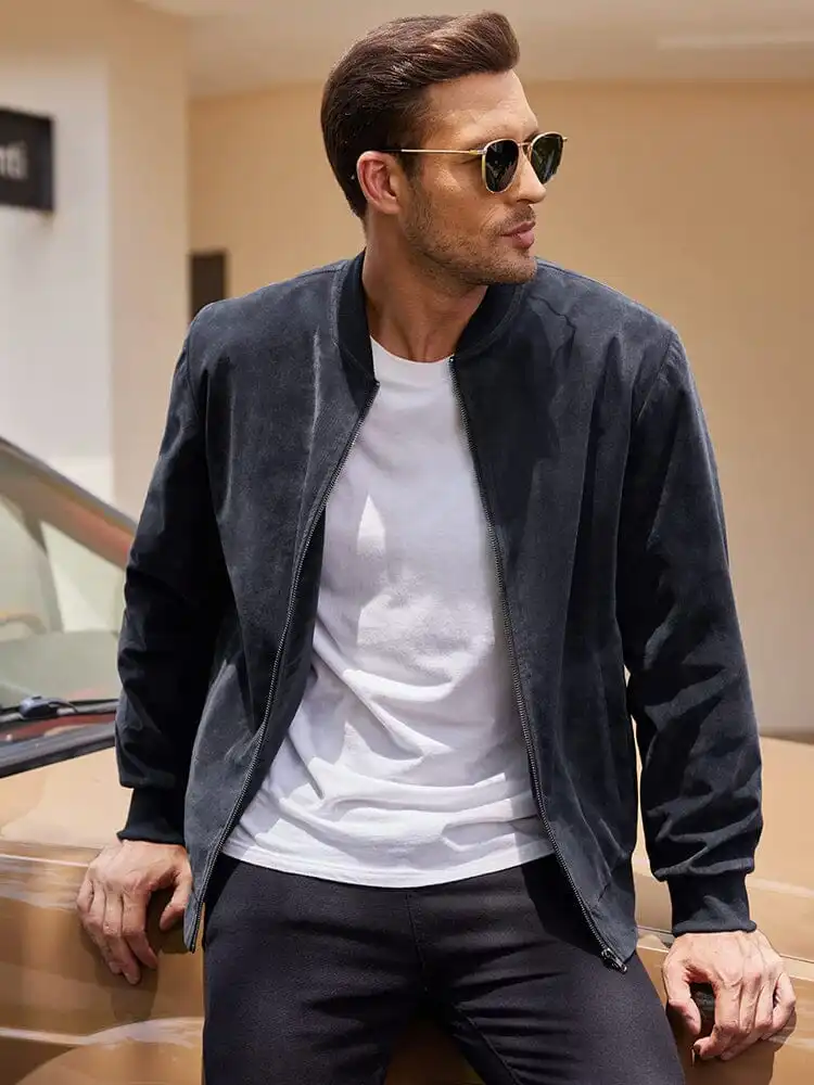Vintage Suede Bomber Jacket