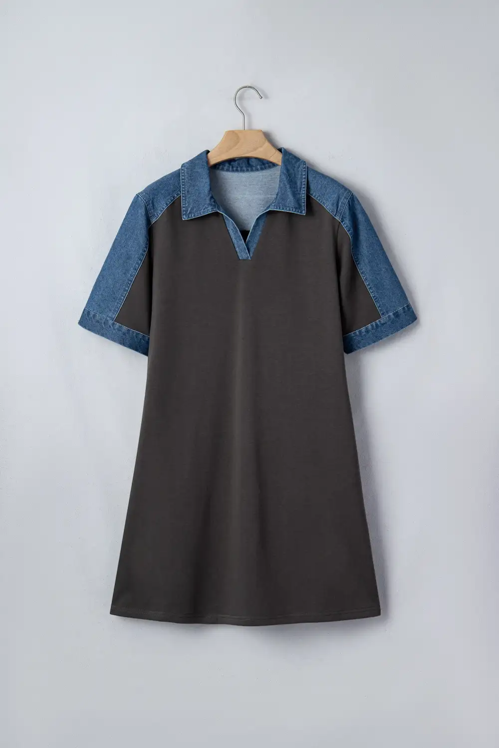 Women's Colorblock Denim Shift Patchwork Dress