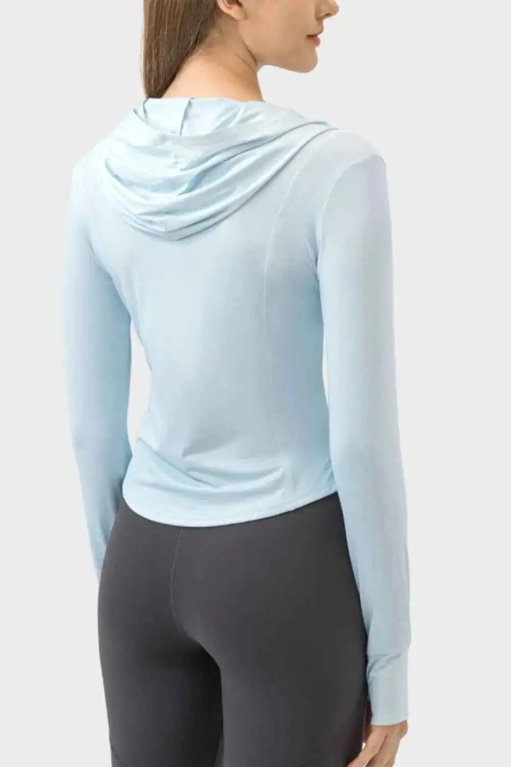 Pocketed Zip-Up Hooded Long Sleeve Active Outerwear