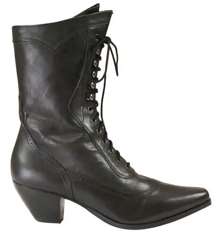 Women's Traditional Riding Side Zip Victorian Lace Up Boots