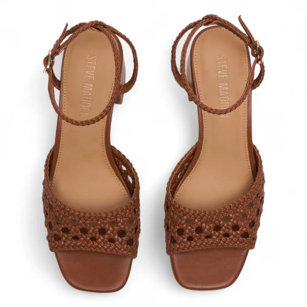 Jessie Woven Ankle Strap Block Heel Sandal
