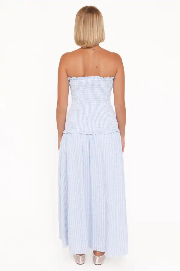 Gingham Shirred Maxi Dress
