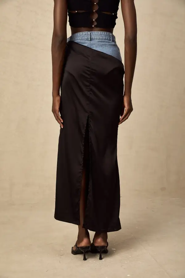 Satin Slit Maxi Skirt
