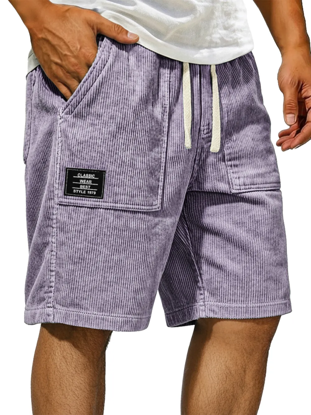Corduroy Pocket Seamed Shorts
