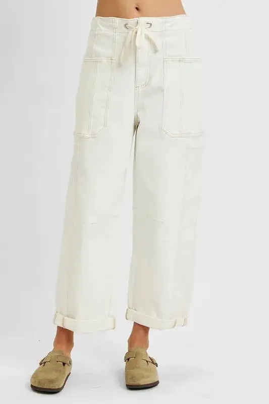 Classic High Waist Wide Leg Pocketed Denim Jeans