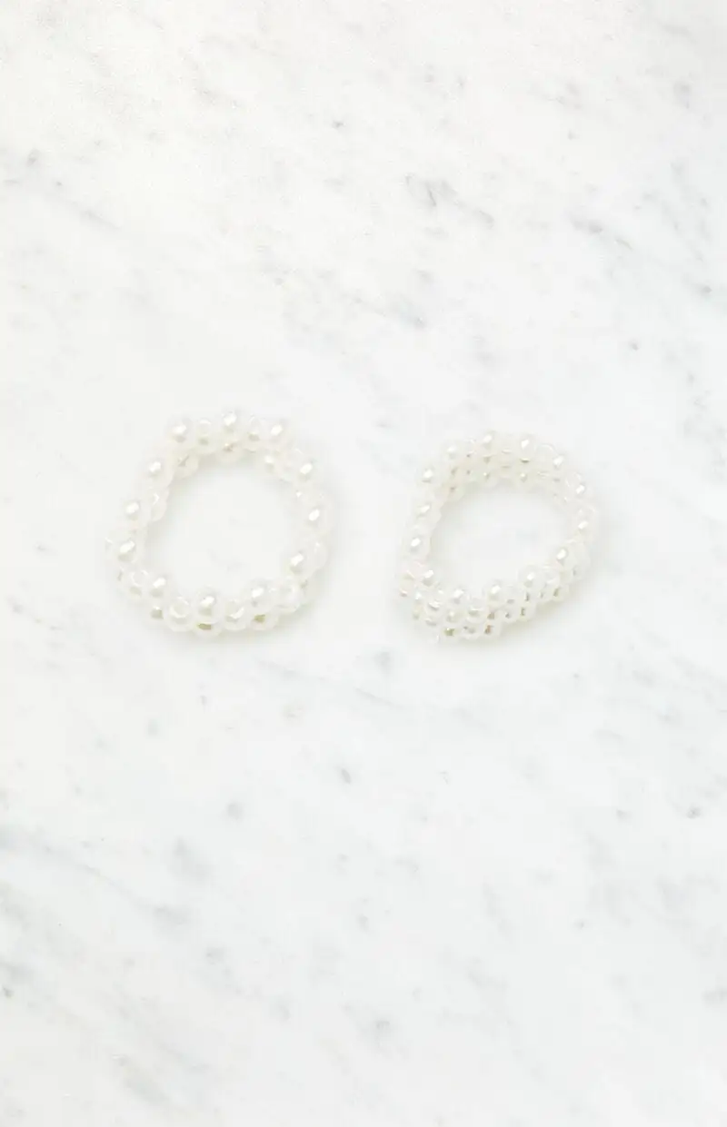 LA Hearts 2 Pack Pearl Rings