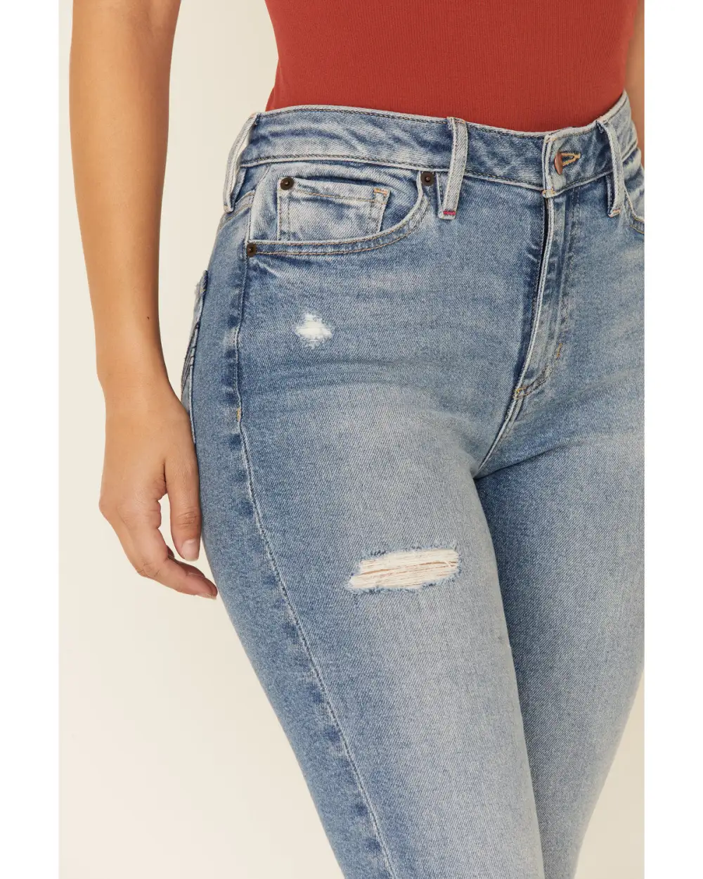Classic High Rise Flare Distressed Jeans