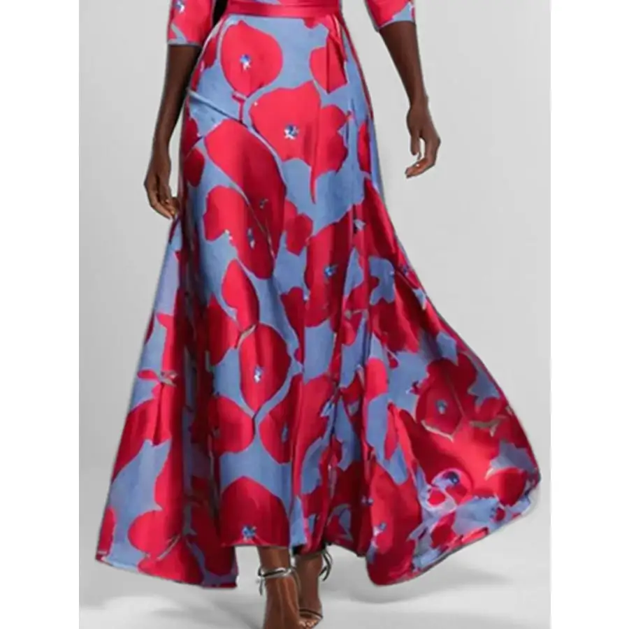 Floral Print Half Sleeve Maxi Dress