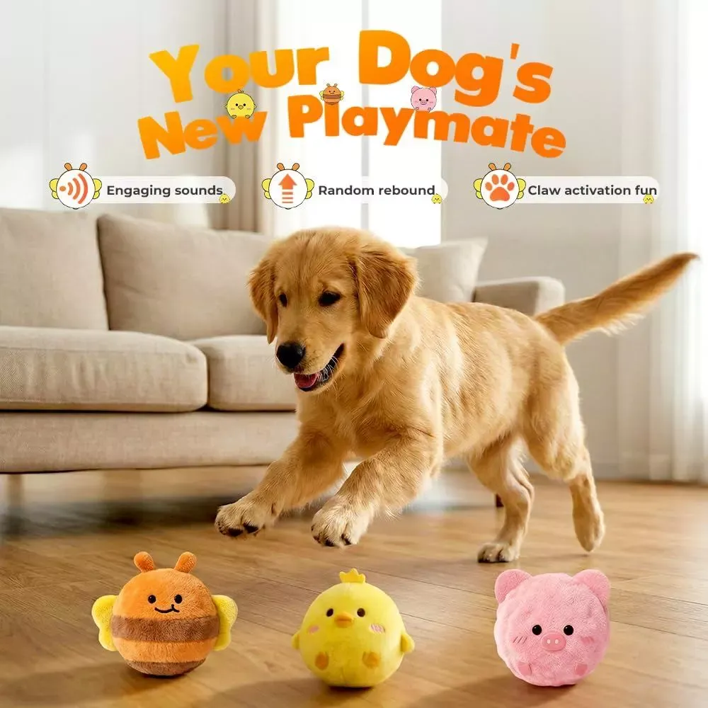 Dog Toy Small Plush Shape Cute Dog Bouncy Toy Ball Chewing Molar Sounding Ball Pet Toy