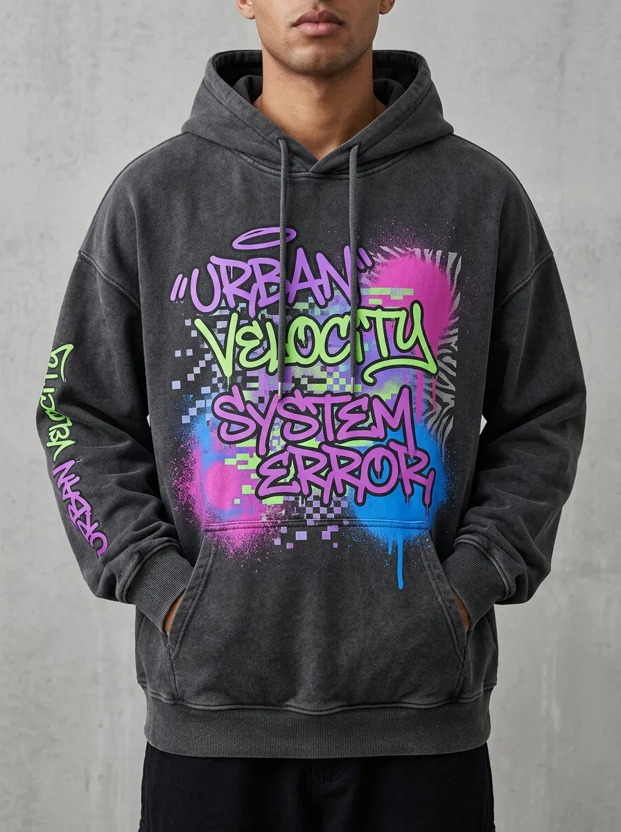 Men's Urban Streetwear Graffiti Hoodie